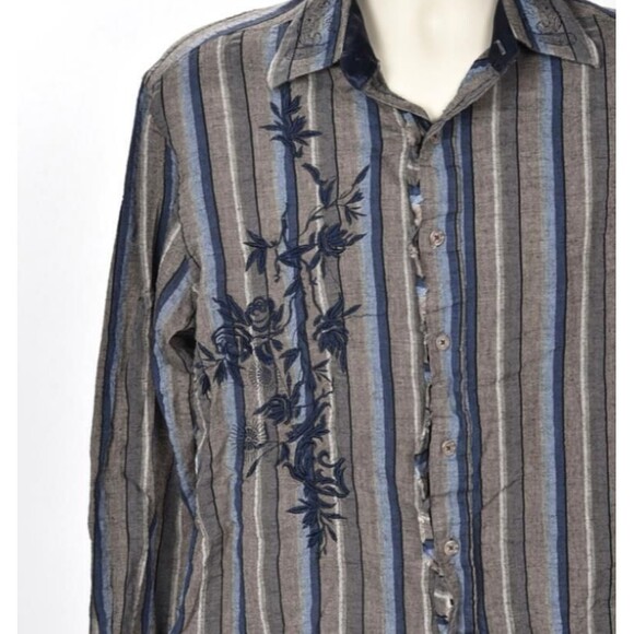 Rock and Roll Religion The Jimi Hendrix Experience Grey Striped Shirt Size M - Picture 3 of 3